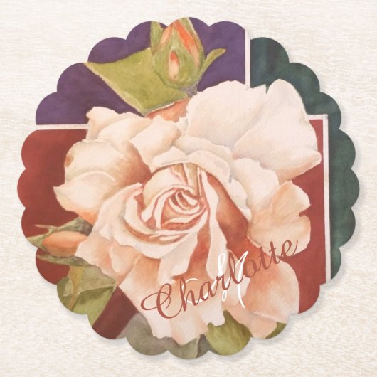 Koper Bronze Floral Kartonnen Onderzetters (Voorkant)