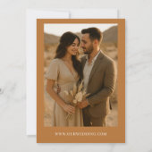 Koper Bronzen Boho Minimalistische Foto Wedding Kaart (Achterkant)