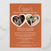 Koper bruiloft 7e feest 6 foto's folie uitnodiging (Voorkant)