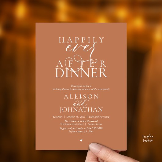 Koper Bruin Happily Ever After Diner Bruiloft Kaart