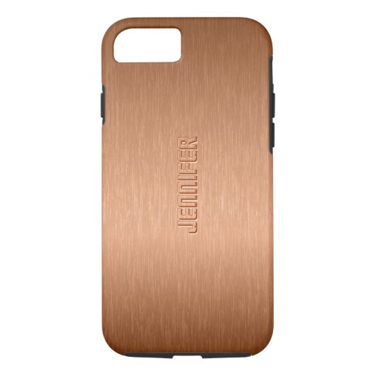 Koper Bruin Metaal Geborsteld Aluminium Look Case-Mate iPhone Case (Achterkant)