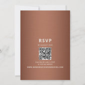 Koper Bruin Minimalistische QR Huwelijk Kaart (Achterkant)