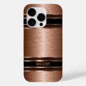 Koper Bruine Tonen Metallic Textuur Monogram Case-Mate iPhone Case (Achterkant)