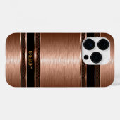Koper Bruine Tonen Metallic Textuur Monogram Case-Mate iPhone Case (Achterkant (horizontaal))