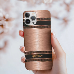 Koper Bruine Tonen Metallic Textuur Monogram Case-Mate iPhone 14 Pro Hoesje