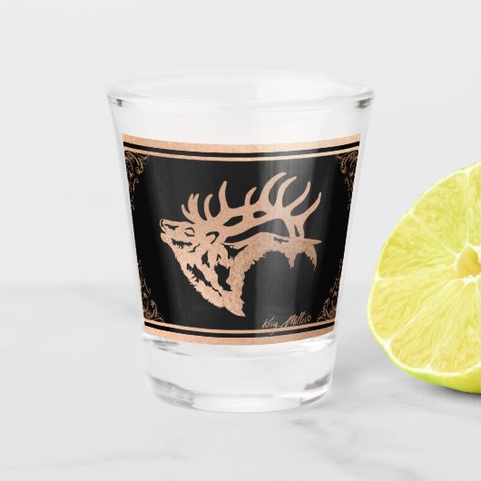 Koper Bull Elk Shot Glass Glas (Voorkant)