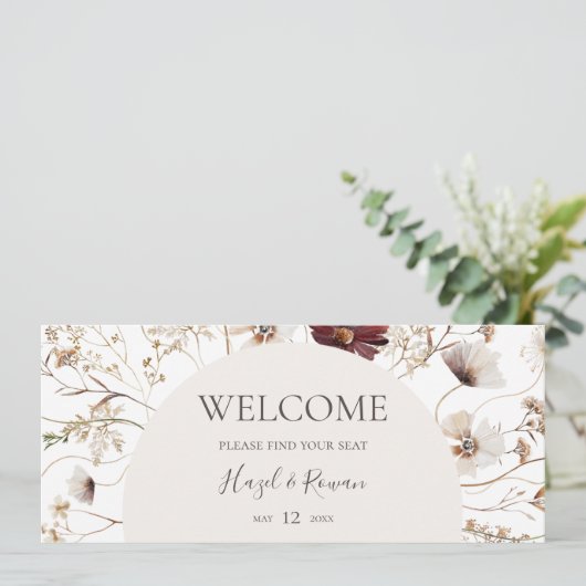 Koper Burgundy Wildflower Seating Chart Header (Staand voorkant)