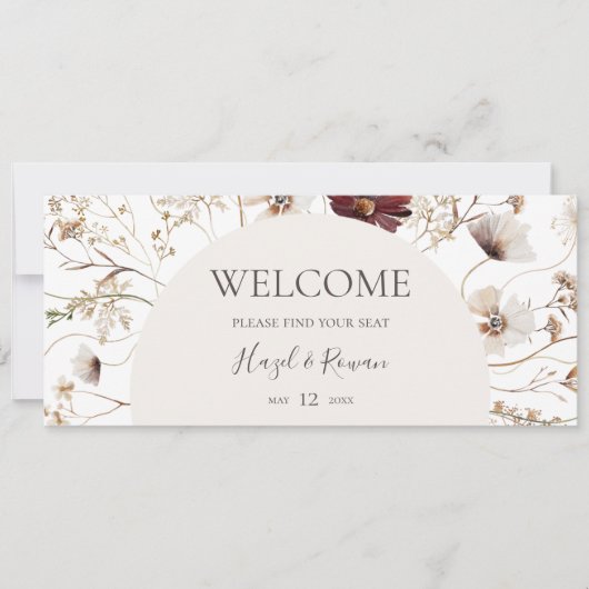 Koper Burgundy Wildflower Seating Chart Header (Voorkant)