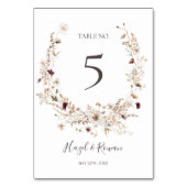 Koper Burgundy Wildflower Table Number Kaart (Achterkant)