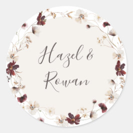 Koper Burgundy Wildflower Wedding Envelope zegels