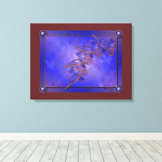 Koper Butterflies Canvas Afdrukken (Insitu (Houten vloer))