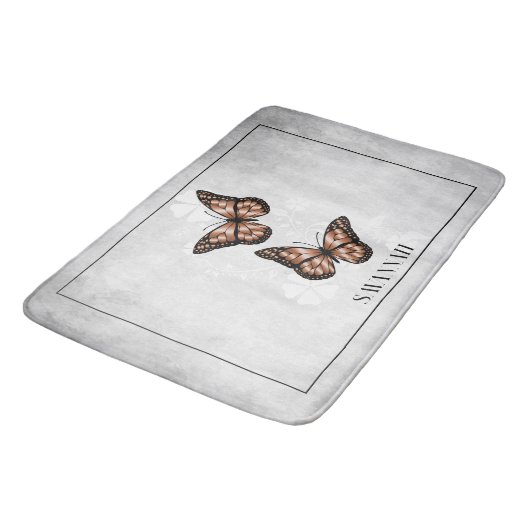 Koper Butterfly Floral Personalized Bath Mat (Gekanteld)