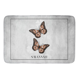 Koper Butterfly Floral Personalized Bath Mat