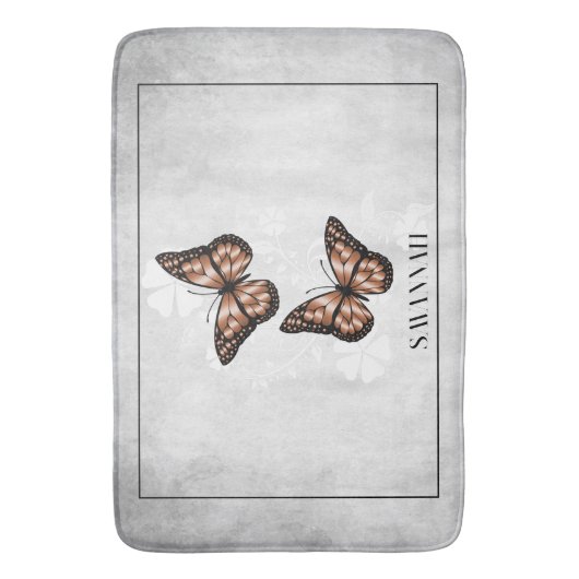 Koper Butterfly Floral Personalized Bath Mat (Voorkant Verticaal)