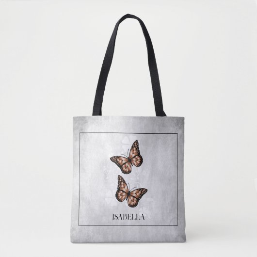 Koper Butterfly Floral Personalized Canvas tas (Voorkant)
