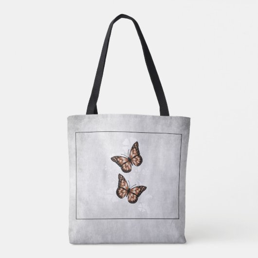 Koper Butterfly Floral Personalized Canvas tas (Achterkant)