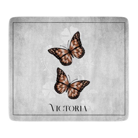 Koper Butterfly Floral Personalized Cutting Board Snijplank (Voorkant)