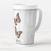 Koper Butterfly Floral Personalized Latte Mok (Rechterhoek)