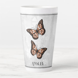 Koper Butterfly Floral Personalized Latte Mok