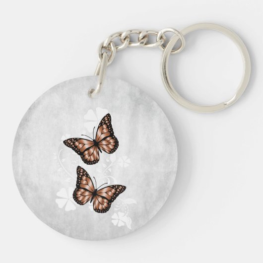 Koper Butterfly Floral Personalized Sleutelhanger (Achterkant)