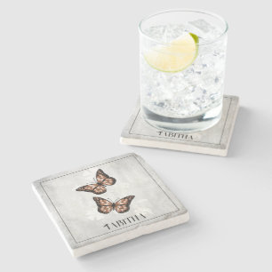 Koper Butterfly Floral Personalized Stone Onderzet Stenen Onderzetter