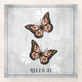 Koper Butterfly Floral Specialized Glass Onderzett Glazen Onderzetter (Voorkant)