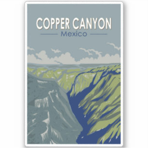 Koper Canyon Mexico Reizen Kunst Vintage Sticker