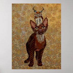 KOPER CAT EN ANTLER OWL POSTER