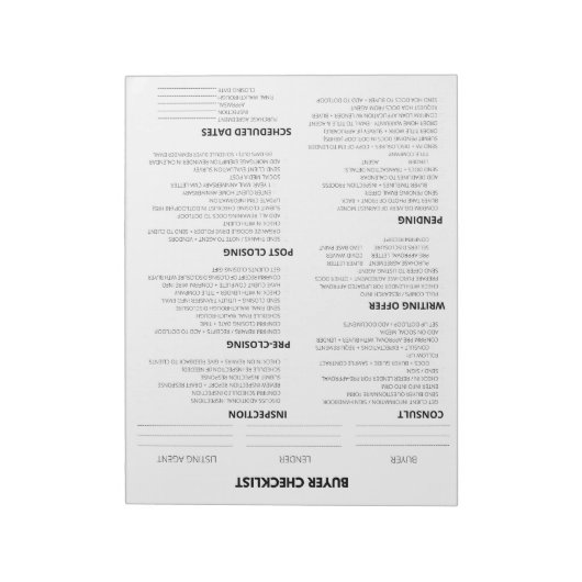 KOPER CHECKLIST NOTEPAD VOOR REALTOR NOTITIEBLOK (Linkerzijde)