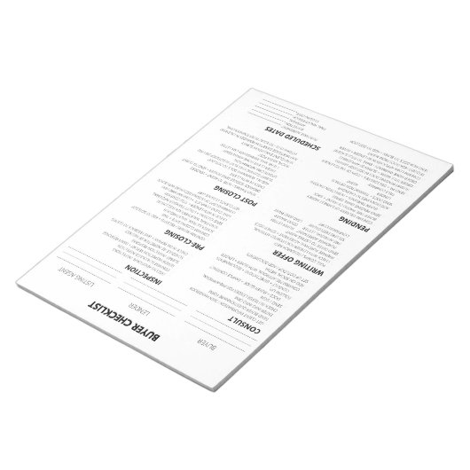 KOPER CHECKLIST NOTEPAD VOOR REALTOR NOTITIEBLOK (Schuin)