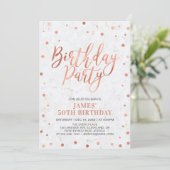 Koper Confetti & Marble Adult 50e verjaardag Kaart (Staand voorkant)