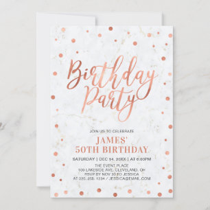 Koper Confetti & Marble Adult 50e verjaardag Kaart