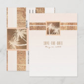 Koper & Crème Tropische Palmbomen Save the Date Aankondigingskaart (Voorkant / Achterkant)