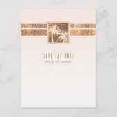 Koper & Crème Tropische Palmbomen Save the Date Aankondigingskaart (Voorkant)