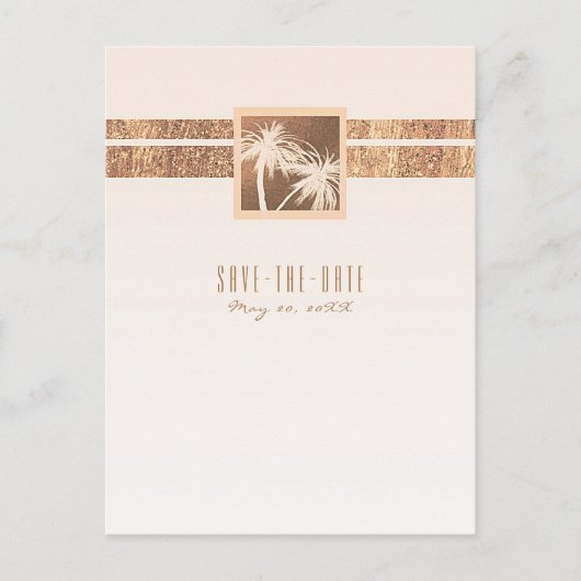 Koper & Crème Tropische Palmbomen Save the Date Aankondigingskaart (Voorkant)