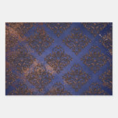 Koper Damask op Paars blauw Inpakpapier Vel (Voorkant 3)