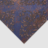 Koper Damask op Paarse Blauwe Decoupage Tissuepapier (Detail)