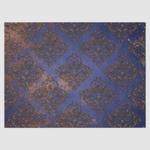 Koper Damask op Paarse Blauwe Decoupage Tissuepapier