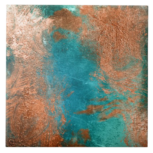Koper distressed patina tegeltje (Voorkant)