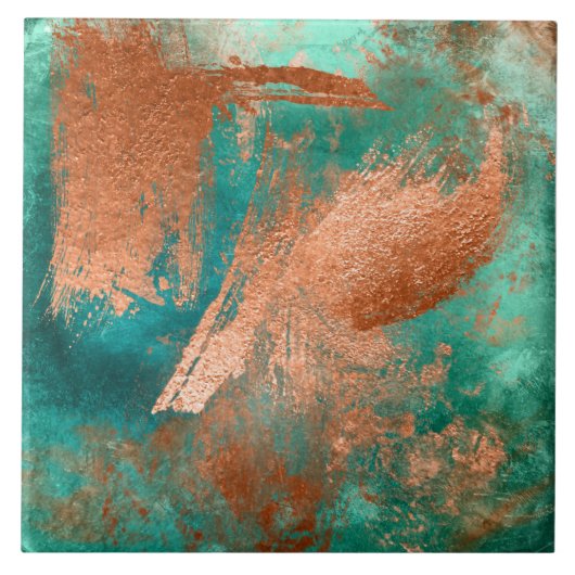 Koper distressed patina tegeltje (Voorkant)
