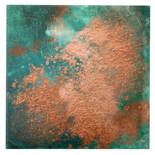 Koper distressed patina tegeltje (Voorkant)
