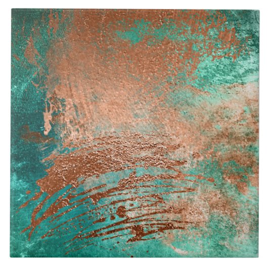 Koper distressed patina tegeltje (Voorkant)