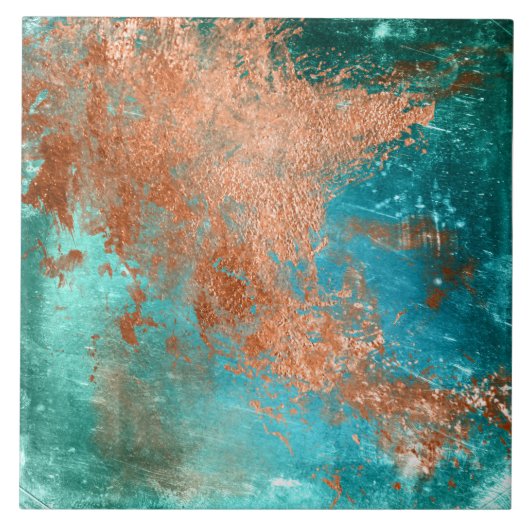 Koper distressed patina tegeltje (Voorkant)