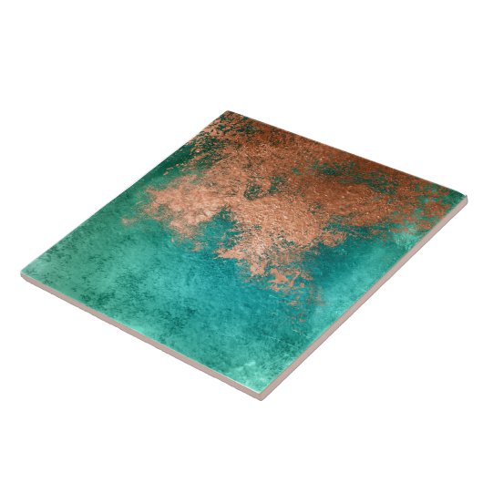 Koper distressed patina tegeltje (Zijkant)