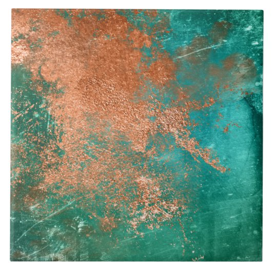 Koper distressed patina tegeltje (Voorkant)