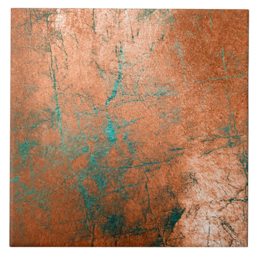 Koper distressed patina tegeltje (Voorkant)