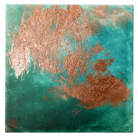 Koper distressed patina tegeltje (Voorkant)