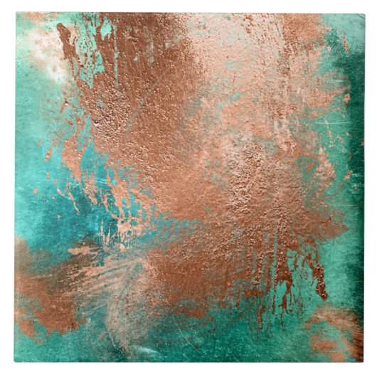 Koper distressed patina tegeltje (Voorkant)
