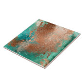 Koper distressed patina tegeltje (Zijkant)
