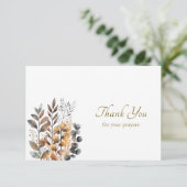 Koper, donkerblauwe Boho bloemen Orthodoxe begrafe Bedankkaart (Staand voorkant)